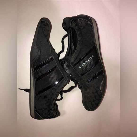 Coach New York Remonna Shoes Women’s Size 9 B Sneakers Lace Up Canvas Black - Picture 3 of 12